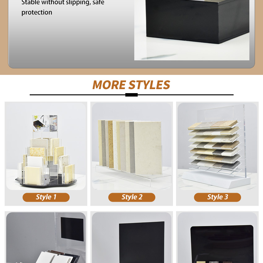 High Quality Acrylic Countertop Quartz Sample Display Granite Marble Showroom Ceramic Tile Rack Stone Display Stand