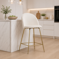 Tabouret de bar moderne et écologique en métal avec structure en acier inoxydable et assise en velours pour restaurant