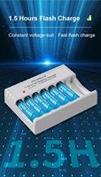 Chargeur de batterie intelligent USB PUJIMAX 8 emplacements pour piles AA rechargeables, chargeur de batterie Li-ion pour piles AAA/AA, chargeur de batterie lithium-ion USB