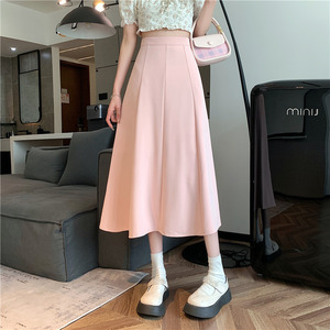 Jupe <span class=keywords><strong>Parapluie</strong></span> Évasée Mi-Longue, Taille Haute, Minceur, Mi-Longue, Drapée, Plissée, Version Coréenne, Grande Taille, MM Moitié Automne - Product Image 2