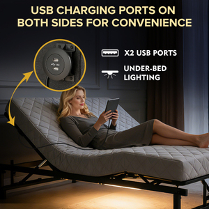 Oe Home Adjustable Steel <b>Bed</b> Base Frame <b>Queen</b> <b>Size</b> Modern Design Head Foot Incline Wireless Remote 4-Port USB Under-<b>Bed</b> - Product Image 3