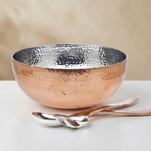 Bol à salade martelé minimaliste de haute qualité, fait main, parfait pour les fêtes d'inauguration et les dîners - Product Image 1