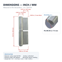 Charnière de portail en acier au carbone Q235B à souder, rotation à 360 degrés, charnière à barillet pour portail métallique, clôture en acier, porte, non finie, soudable