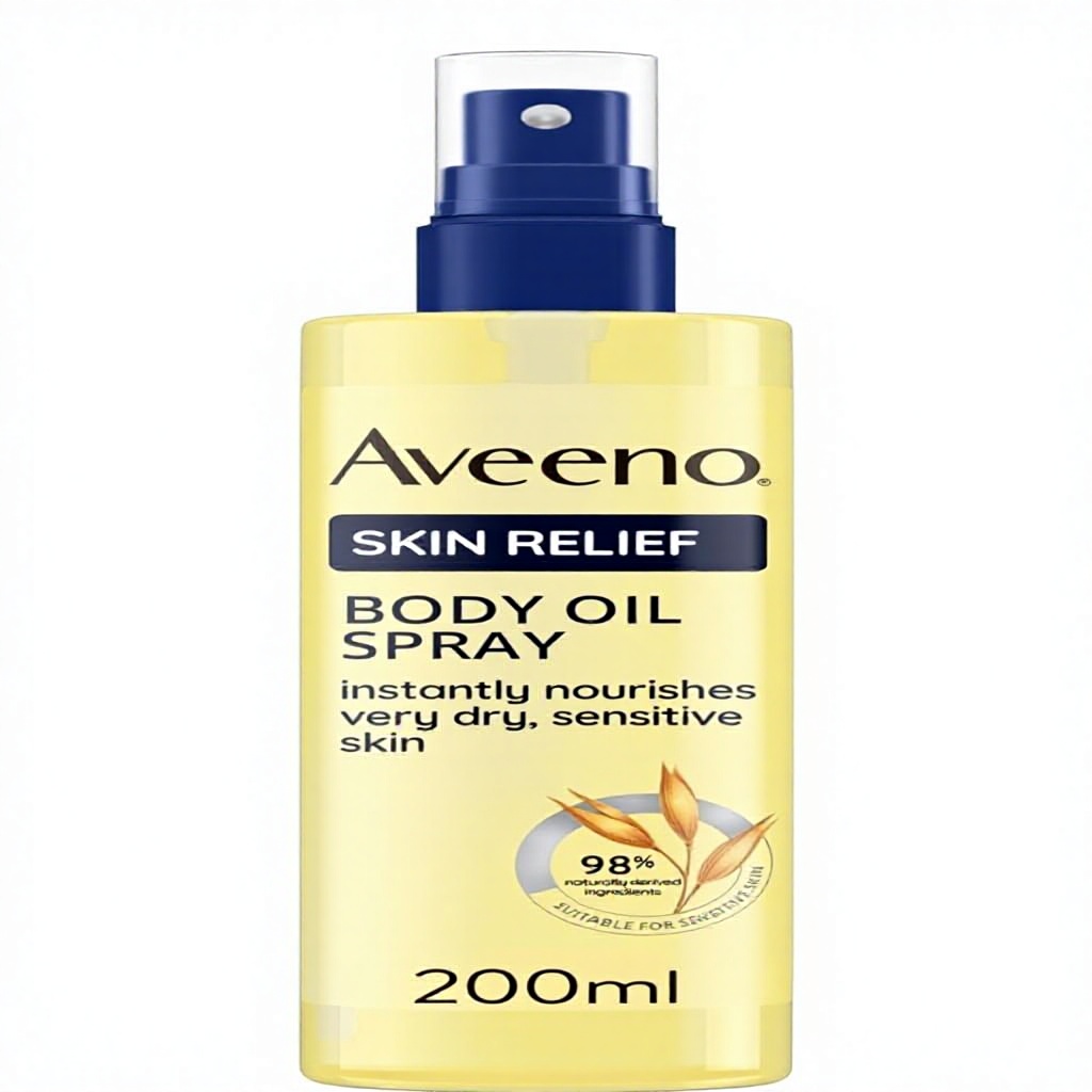 Aveeno Skin Relief Moisturizing Body Oil Spray 200ml – Oat & Jojoba Oils for Sensitive & Very Dry Skin Instant Nourishment