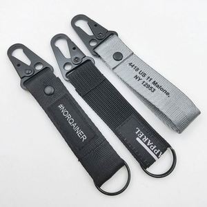 <b>Custom</b> logo Nylon Woven Key Chain Wrist Strap Carabiner <b>Keychain</b> with Button - Product Image 4