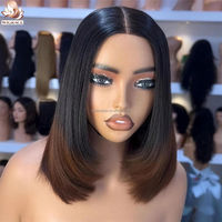 Peluca Bob de Corte en Capas 1B/Marrón con Cierre de Encaje HD 5x5, Cabello Humano Virgen Brasileño Doble Trama, Pre-Desplumada para Mujeres