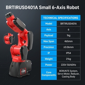 BRTIRUS0401A 6-Axis Desktop <b>Robot</b> 1kg Payload 465mm 0.06mm IP54 <b>Mini</b> Industrial <b>Robotic</b> Arm Assembly Pick Place Lab Education - Product Image 1