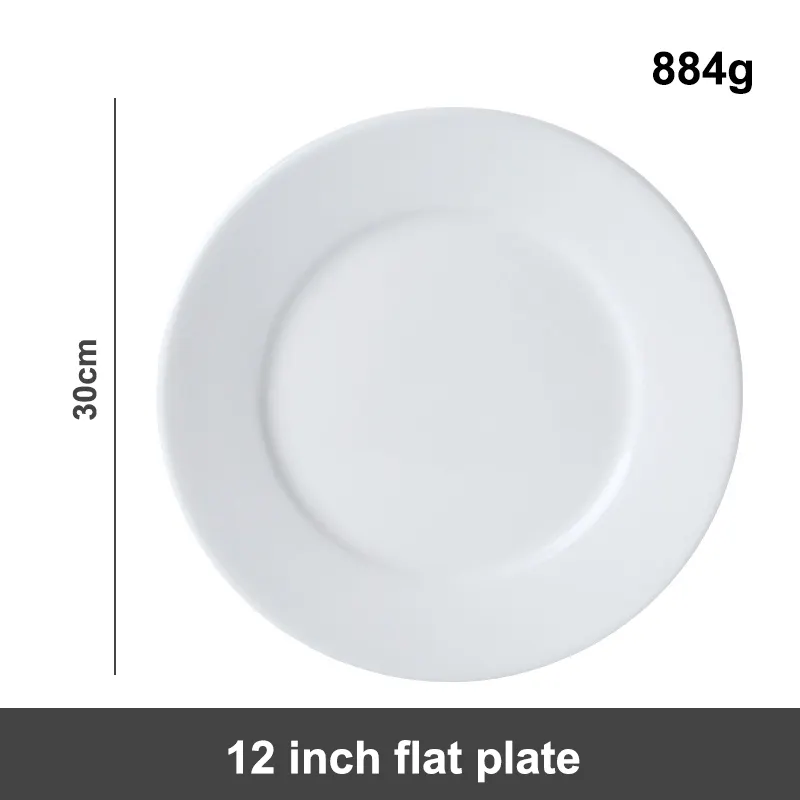 Plate manufacturers Customized Wedding Hotel White Porcelain Flat 10.5 inch Plate Ceramic Round Chargers Plate Dinner Decorative