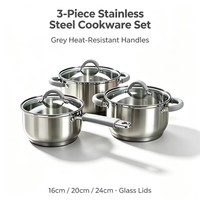 Ensemble de casseroles en acier inoxydable de style américain moderne et écologique, compatible avec l'induction, 6 pièces, passe au lave-vaisselle, silicone