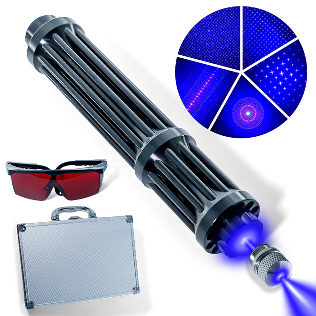 Professional Blue Laser Pointer with 5-in-1 Head | Powerful Beam for Outdoor Enthusiasts and Survivalists