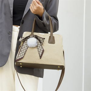 2 lớp công suất lớn sọc nhung PU da Tote Túi cho phụ nữ 2023 xu hướng thiết kế hàng ngày Vai Túi Phụ nữ túi xách - Product Image 3