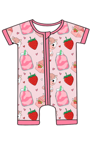 Romper Bayi Pendek Bambu Rts Hot Sale dengan Resleting Dua Arah untuk Unisex, Berbagai Motif Cetak, Pakaian Tidur Bayi Bambu - Product Image 2