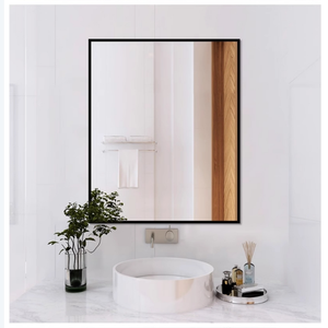 Miroir de salle de bain à cadre noir, rectangulaire horizontal, <span class=keywords><strong>mural</strong></span>, pour salle de bain, hôtel, moderne, simple, vente en gros - Product Image 2