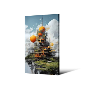 Arte <span class=keywords><strong>de</strong></span> pared <span class=keywords><strong>de</strong></span> lujo con paisaje urbano <span class=keywords><strong>de</strong></span> fantasía, vibrante escena industrial <span class=keywords><strong>de</strong></span> cuento <span class=keywords><strong>de</strong></span> hadas, impresión en lienzo, imagen HD para decoración <span class=keywords><strong>de</strong></span> oficina - Product Image 4