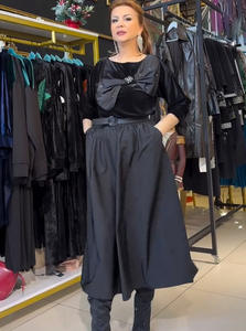 Herfst Nieuwe Europese En Elegante Strik Kanarie Top Halve Rok Tweedelige Set - Product Image 5