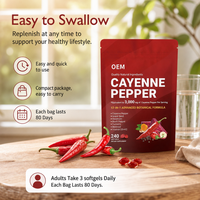 Maßgeschneiderte Vegane Capsaicin-Weichkapseln für den Außenhandel Grenzüberschreitend Beliebter CAYENNE-Pfeffer-Extrakt Antioxidans für Erwachsene Verbesserte Formel