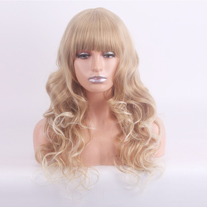 <span class=keywords><strong>Blonde</strong></span> Pruik Van Vrouwen Met Lang Krullend Haar. Trendy Kapsel Met Grote Golven. Fluffy Rose Net Pruik Hoofdband - Product Image 2