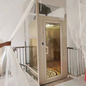 Hydraulic Drive Residential Lift Wood <strong>Grain</strong> Finished Villa <strong>Elevator</strong> Glass Panel Home Lift - Product Image 4