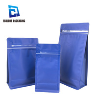 Pochettes d'emballage à fond plat vert mat de qualité alimentaire étanche à l'humidité en stock sac d'emballage de café en aluminium personnalisé avec valve