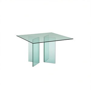 Base de table basse moderne en verre, hauteur 80 cm, largeur 40 cm, design transparent, style minimaliste - Product Image 2