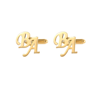 Boutons de manchette en acier inoxydable 316L avec monogramme, gravure personnalisée de lettres, or et argent, dos en forme de balle, poli, cadeau d'affaires