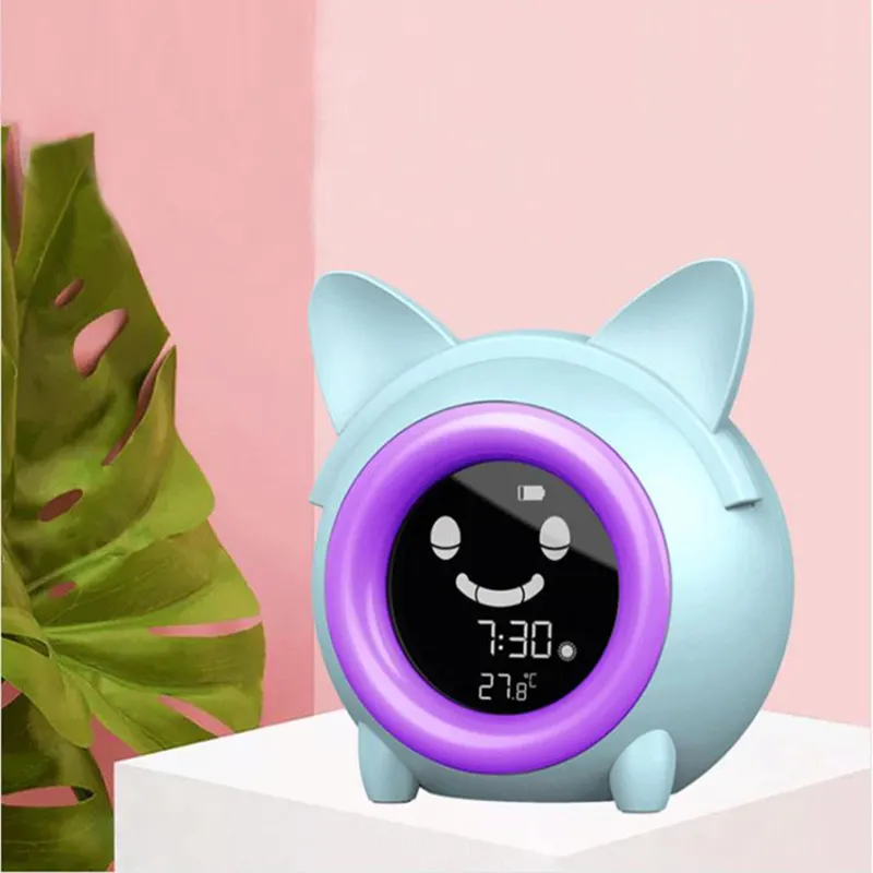 Sleep Trainer Children Alarm Clock For Kids Night Light Clock Smart Wake Up Function Cat Shape Music Led Alarm Clock