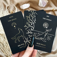 Vente en gros de cartes de tarot personnalisées en papier avec bords dorés et feuille d'argent et livre
