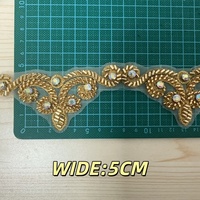 Dentelle brodée de perles et de strass de 5 cm de large, fabriquée à la machine, pour robe de mariée, voile, garniture de vêtement DIY