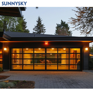 Sunnysky Porte de Garage Coulissante Automatique Moderne Personnalisée en Alliage d'Aluminium Populaire à l'Ile <span class=keywords><strong>Maurice</strong></span> pour Villas Surface Finie - Product Image 1
