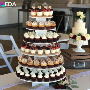 Leda โต๊ะวางขนมอะคริลิคสีขาวทรงกลมห้าชั้นสำหรับจัดงานแต่งงาน - Product Image 3