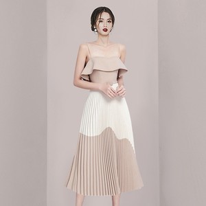 Piccolo design senso del colore kaki drappo cintura balze <span class=keywords><strong>abito</strong></span> medio lungo - Product Image 2