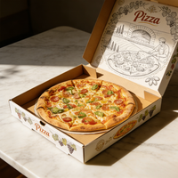Boîte à pizza personnalisée avec logo, emballage alimentaire jetable en carton ondulé imprimé sur mesure, vente en gros pour restaurants