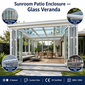 Véranda en aluminium et verre pour patio, espace de vie extérieur toute l'année, serre, solarium, salle de jardin, taille personnalisée, OEM - Product Image 1