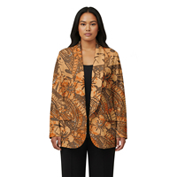 Costume à manches longues pour femmes, motif tribal samoan, blazer confortable polynésien, style hawaïen, imprimé hibiscus, vêtements décontractés pour femmes