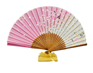 Éventail Yixiao 21 cm à motif personnalisé, style chinois, fleurs et papillons, en bambou écologique, cadeau d'affaires, avec nervure perforée à motif floral - Product Image 1