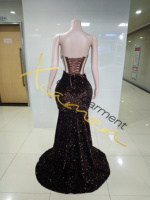 Robe de soirée élégante Ocstrade, luxueuse, à épaules dénudées, avec strass argentés, sexy, scintillante, personnalisée, en sequins bruns, pour femmes