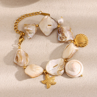 Dreamshow Bijoux de déclaration Ensemble de bijoux avec collier en coquillage baroque Ensemble de bijoux mode d'été en acier inoxydable