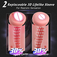 Masturbateur masculin vibrant réaliste avec écran LCD, 2 manchons, effet de succion et de vibration, pour l'entraînement pénien