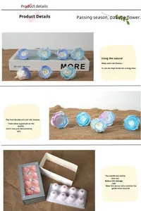 D427 Caja de Materiales para DIY de Ramo de Regalo de San Valentín, Color Degradado Azul Hielo de Ensueño, con Cabezales de Rosa Preservada - Product Image 4