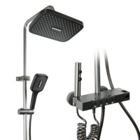 Usine Piano Clé Ensemble De Douche Complet Gris Douche Robinet Mitigeur 4 Fonction Pluie Salle De Bains Cuivre Thermostat Ensemble De Douche