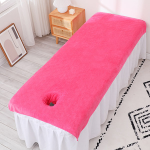 ผ้าคลุมเตียงนวดจินอาว 90x190 ซม. ผ้าขนหนูทำความสะอาดผิวหน้าสีชมพูหนานุ่มสำหรับร้านเสริมสวย - Product Image 4
