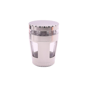 Новая алюминиевая дробилка для табака 63 мм, 4-слойная, современная, с большим объемом хранения и прозрачной крышкой. - Product Image 3