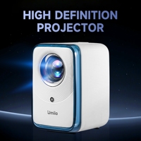 Projecteur LCD portable Umiio P60 Android 9 avec correction automatique de la distorsion trapézoïdale, LED 200 ANSI, 1080P, pour cinéma maison, avec support
