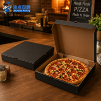Boîte à pizza en carton ondulé écologique de luxe de qualité supérieure, noire mate, avec impression de logo personnalisée, pour les chaînes de restaurants