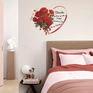 Adesivi <span class=keywords><strong>Murali</strong></span> Romantici a Forma di Cuore con Rosa Rossa, Citazione d'Amore per San Valentino, Adesivi in Vinile per Soggiorno e Camera da Letto - Product Image 5