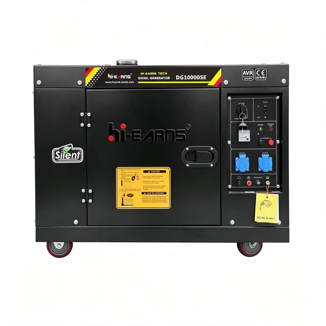 Hiearns DG11000SE 8kW 10kVA Silent Diesel Generator Three Phase 230V 50/60Hz Air Cooled Portable Home Backup Power Station