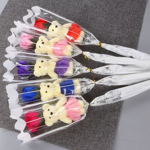 Bear Soap Roses Flower Soap Flower Creative Christmas Mothers Day Promotion Bear Soap <b>Bouquet</b> Flowers Lovely Gift - Product Image 4