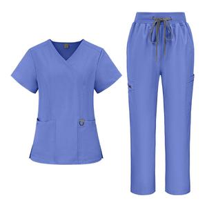 High Quality Wholesale Hygroscopic and Perspiratory V-neck Breathable and Comfortable Leisure Pet Clinic Dentist Nurse <b>Scrub</b> Set - Product Image 1