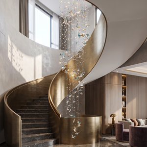 Lampadario <span class=keywords><strong>a</strong></span> Spirale di Cristallo di Lusso per Scale di Villa, Hall di Hotel, Lampada <span class=keywords><strong>a</strong></span> Sospensione Moderna Personalizzata <span class=keywords><strong>a</strong></span> <span class=keywords><strong>LED</strong></span> con Effetto Cascata <span class=keywords><strong>a</strong></span> Farfalla - Product Image 4