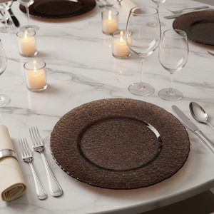Sottopiatti in Vetro Dorato da 13 Pollici per Matrimoni e Feste, Vendita Calda di Piatti Decorativi per Servire Cibo in <span class=keywords><strong>Colore</strong></span> <span class=keywords><strong>Oro</strong></span> - Product Image 3